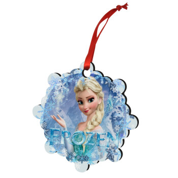 Frozen Elsa, Χριστουγεννιάτικο στολίδι snowflake ξύλινο 7.5cm