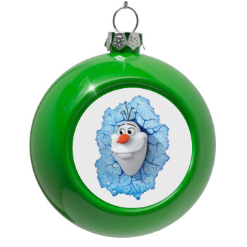 Frozen Olaf, Green Christmas tree ornament bauble 8cm