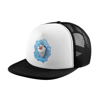 Frozen Olaf, Adult Soft Trucker Hat with Black/White Mesh (POLYESTER, ADULT, UNISEX, ONE SIZE)