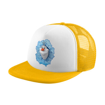 Frozen Olaf, Adult Soft Trucker Hat with Yellow/White Mesh (POLYESTER, ADULT, UNISEX, ONE SIZE)