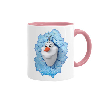 Frozen Olaf, Κούπα χρωματιστή ροζ, κεραμική, 330ml