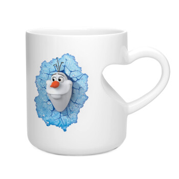 Frozen Olaf, Κούπα καρδιά λευκή, κεραμική, 330ml