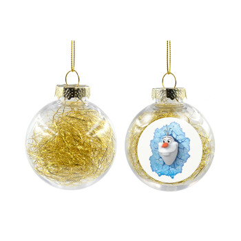 Frozen Olaf, Transparent Christmas tree ball ornament with gold filling 8cm