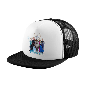 Frozen, Adult Soft Trucker Hat with Black/White Mesh (POLYESTER, ADULT, UNISEX, ONE SIZE)