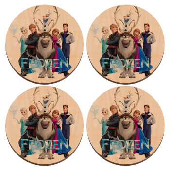 Frozen, ΣΕΤ x4 Σουβέρ ξύλινα στρογγυλά plywood (9cm)