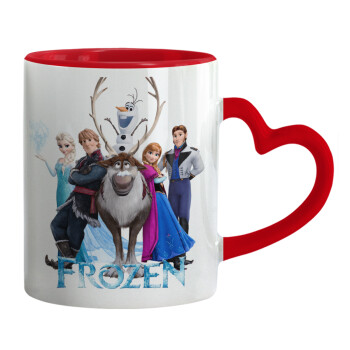 Frozen, Mug heart red handle, ceramic, 330ml