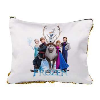 Frozen, Sequin Gold Pouch Cosmetic Bag