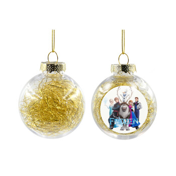 Frozen, Transparent Christmas tree ball ornament with gold filling 8cm