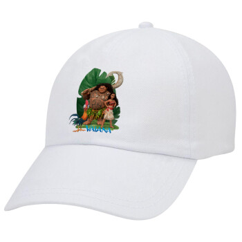 Vaiana, Adult Baseball Cap White 5-panel (POLYESTER, ADULT, UNISEX, ONE SIZE)