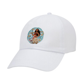 Moana, Adult Baseball Cap White 5-panel (POLYESTER, ADULT, UNISEX, ONE SIZE)