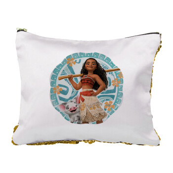 Moana, Sequin Gold Pouch Cosmetic Bag