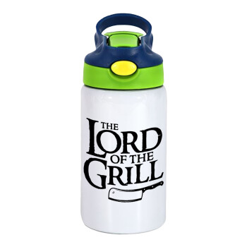 The Lord of the Grill, Children's hot water bottle, stainless steel, with safety straw, green, blue (350ml)