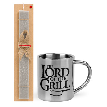 The Lord of the Grill, Easter Set, metallic thermal cup (300ml) & Easter aromatic flat candle (30cm) (GRAY)