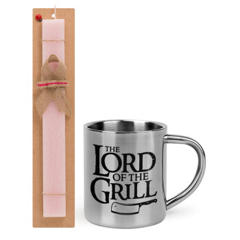 The Lord of the Grill, Easter Set, metallic thermal cup (300ml) & aromatic flat Easter candle (30cm) (PINK)