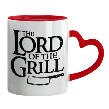 The Lord of the Grill, Mug heart red handle, ceramic, 330ml