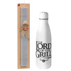 Easter Set, metallic Inox water bottle (700ml) & Easter scented flat candle (30cm) (GRAY)