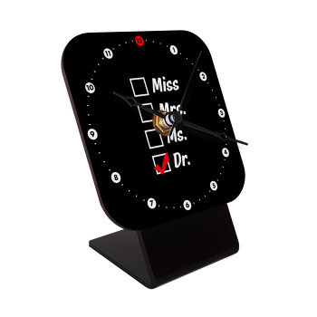 Miss, Mrs, Ms, DR, Επιτραπέζιο ρολόι ξύλινο με δείκτες (10cm)