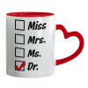 Mug heart red handle, ceramic, 330ml