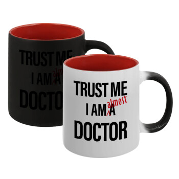 Trust me, i am (almost) Doctor, Κούπα Μαγική εσωτερικό κόκκινο, κεραμική, 330ml που αλλάζει χρώμα με το ζεστό ρόφημα