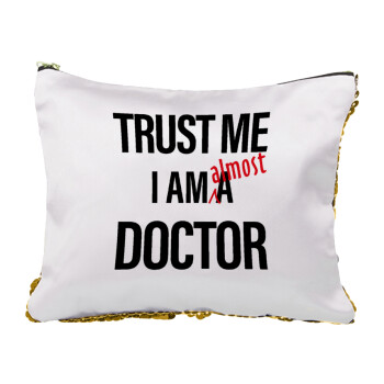 Trust me, i am (almost) Doctor, Sequin Gold Pouch Cosmetic Bag