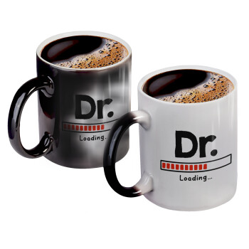 DR. Loading..., Color changing magic Mug, ceramic, 330ml when adding hot liquid inside, the black colour desappears (1 pcs)