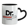 Mug heart black handle, ceramic, 330ml