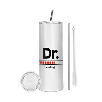 DR. Loading..., Eco friendly stainless steel tumbler 600ml, with metal straw & cleaning brush