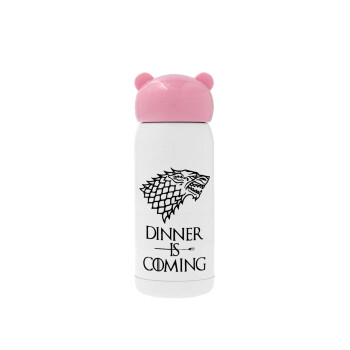 Dinner is coming (GOT), Pink stainless steel thermal flask, 320ml