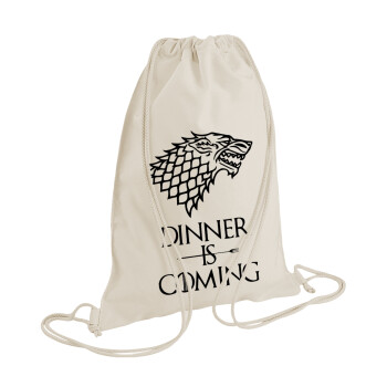 Dinner is coming (GOT), Backpack bag GYMBAG natural (28x40cm)