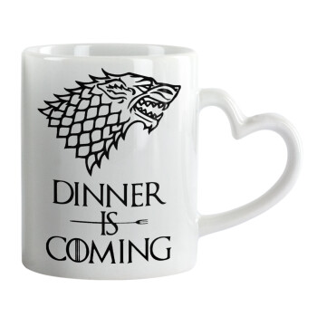 Dinner is coming (GOT), Mug heart handle, ceramic, 330ml