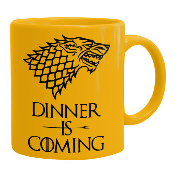 Dinner is coming (GOT), Ceramic coffee mug yellow, 330ml