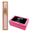 Easter Set, children's snack container PINK & scented flat Easter candle (30cm) (PINK)