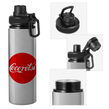 Cocoretsi, Metallic water bottle with safety cap, 850ml aluminum