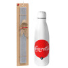 Easter Set, metallic Inox water bottle (700ml) & Easter scented flat candle (30cm) (GRAY)