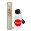 Easter Set, metallic aluminum water bottle (500ml) & scented flat candle (30cm) (TURQUOISE)