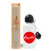 Easter Set, metallic aluminum water bottle (500ml) & aromatic flat Easter candle (30cm) (GRAY)