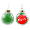 Transparent Christmas tree ball ornament with green filling 8cm