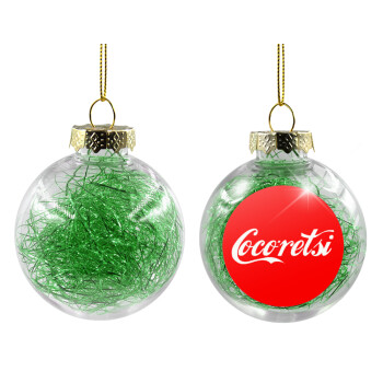 Cocoretsi, Transparent Christmas tree ball ornament with green filling 8cm