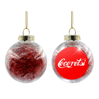 Cocoretsi, Transparent Christmas tree ball ornament with red filling 8cm