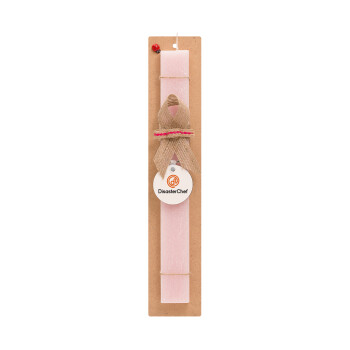 Disaster Chef, Easter Set, wooden keychain & scented flat Easter candle (30cm) (PINK)