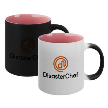 Disaster Chef, Κούπα Μαγική εσωτερικό ΡΟΖ, κεραμική 330ml που αλλάζει χρώμα με το ζεστό ρόφημα