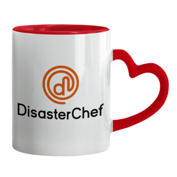 Disaster Chef, Mug heart red handle, ceramic, 330ml