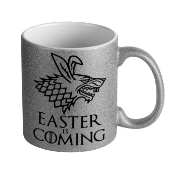 Easter is coming (GOT), Κούπα Ασημένια Glitter που γυαλίζει, κεραμική, 330ml