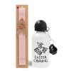 Easter Set, metallic aluminum bottle (500ml) & aromatic flat Easter candle (30cm) (PINK)