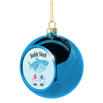 Daddy Shark (με ονόματα παιδικά), Χριστουγεννιάτικη μπάλα δένδρου Μπλε 8cm