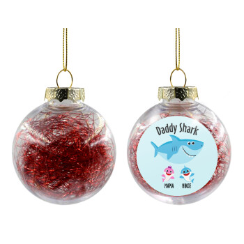 Daddy Shark (με ονόματα παιδικά), Transparent Christmas tree ball ornament with red filling 8cm