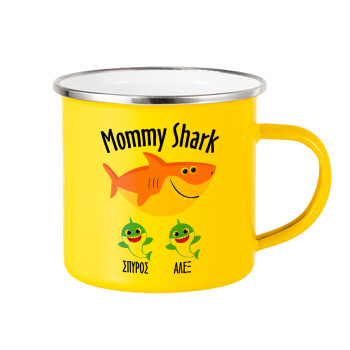 Mommy Shark (με ονόματα παιδικά), Yellow Enamel Metallic Cup 360ml