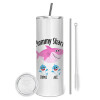 Eco friendly stainless steel tumbler 600ml, with metal straw & cleaning brush