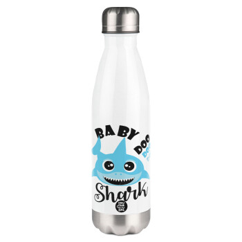 Baby Shark (boy), Metal mug thermos White (Stainless steel), double wall, 500ml