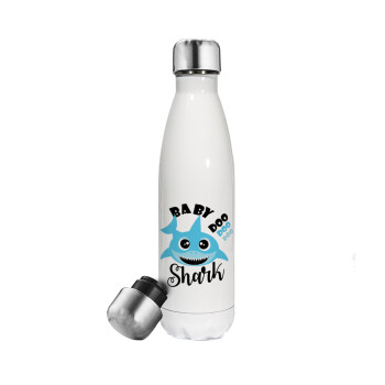 Baby Shark (boy), Metal mug thermos White (Stainless steel), double wall, 500ml